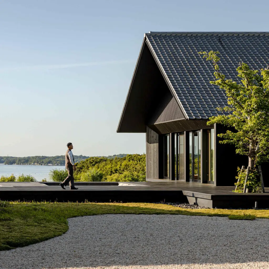hotel exterior near lake