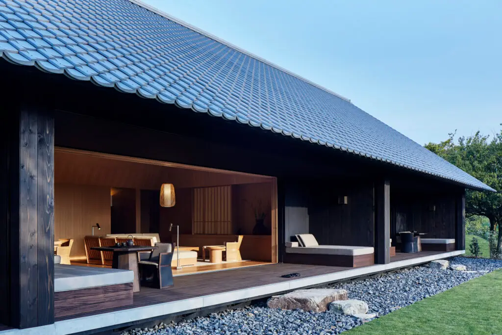 Outside terrace of living area, bathroom and bedroom