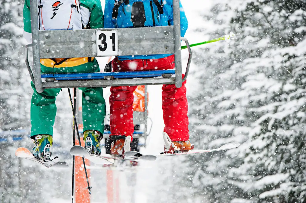 Skiers on a lift